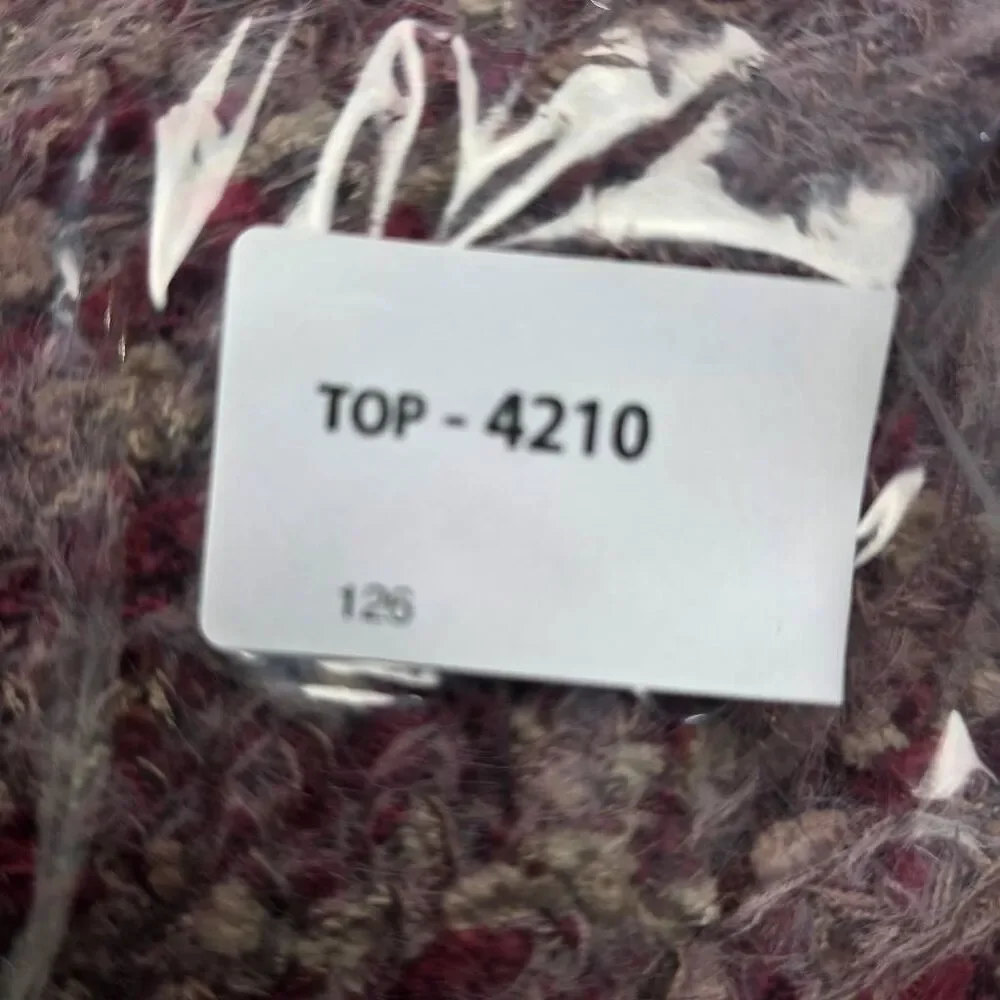 BKE Burgundy Open Knit Cardigan Women’s Medium Fringe Hem